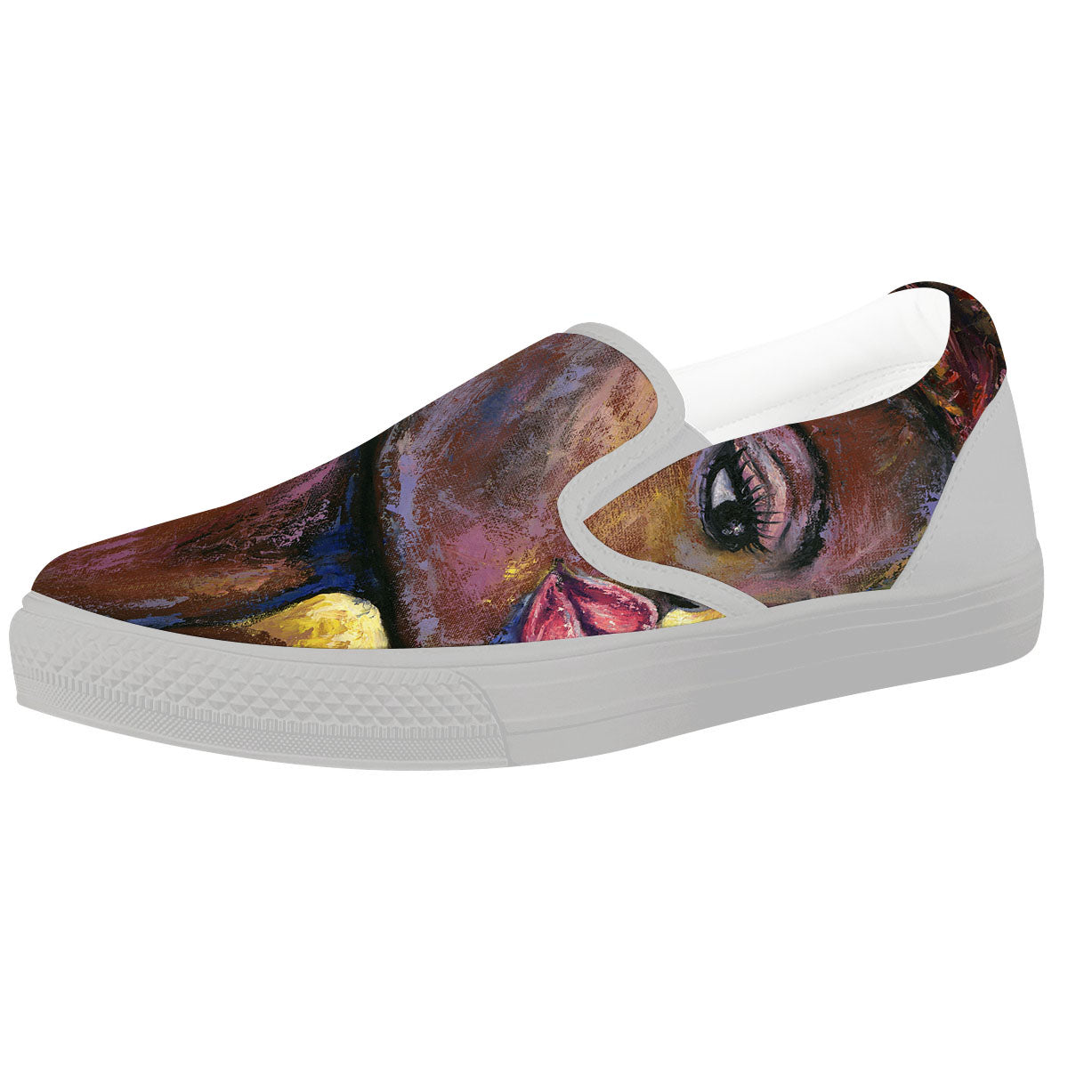Woman African Print White Slip On Shoes-grizzshop