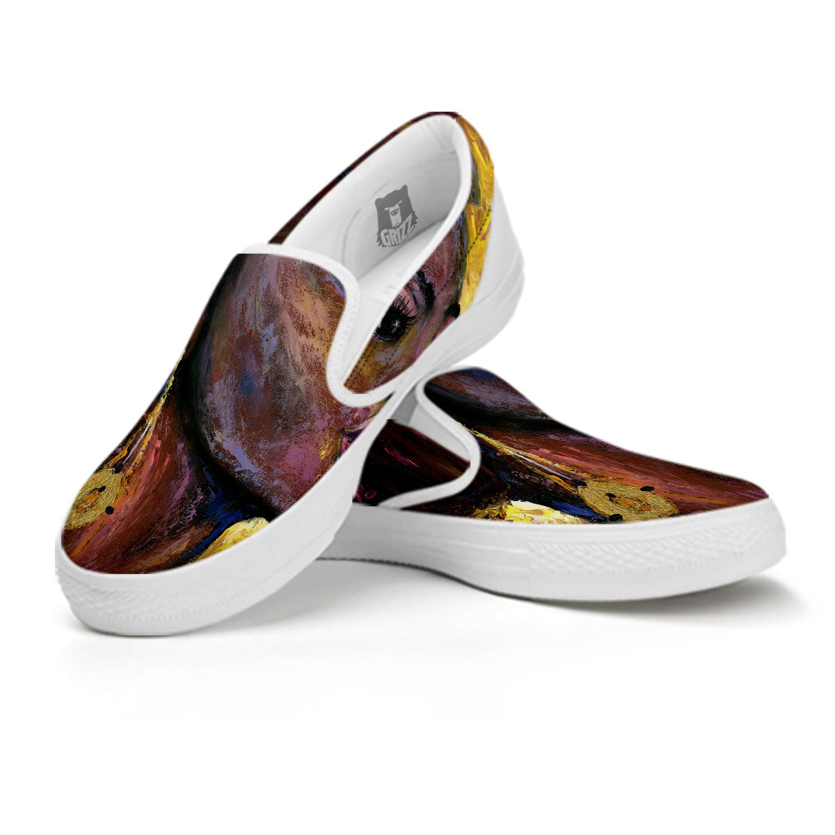 Woman African Print White Slip On Shoes-grizzshop