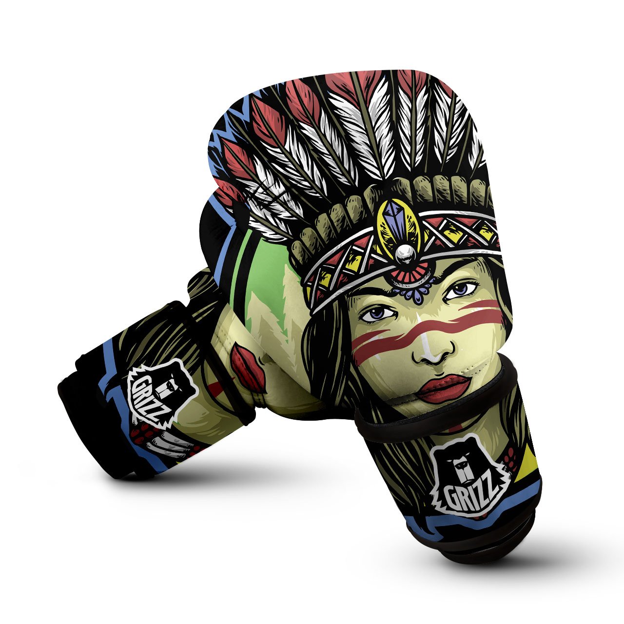 Woman Portrait Native Indian Print Boxing Gloves-grizzshop
