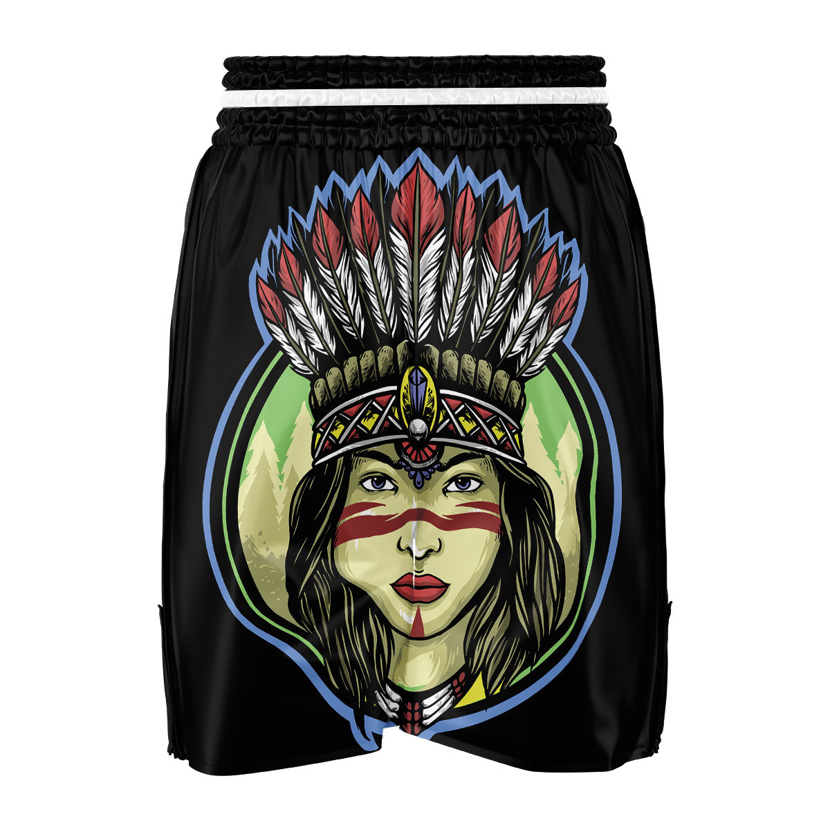Woman Portrait Native Indian Print Boxing Shorts-grizzshop