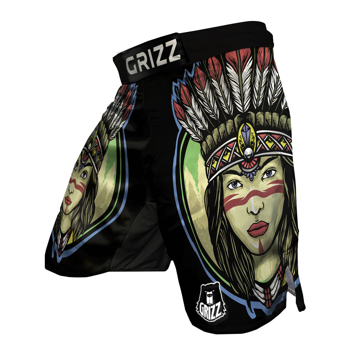 Woman Portrait Native Indian Print MMA Shorts-grizzshop