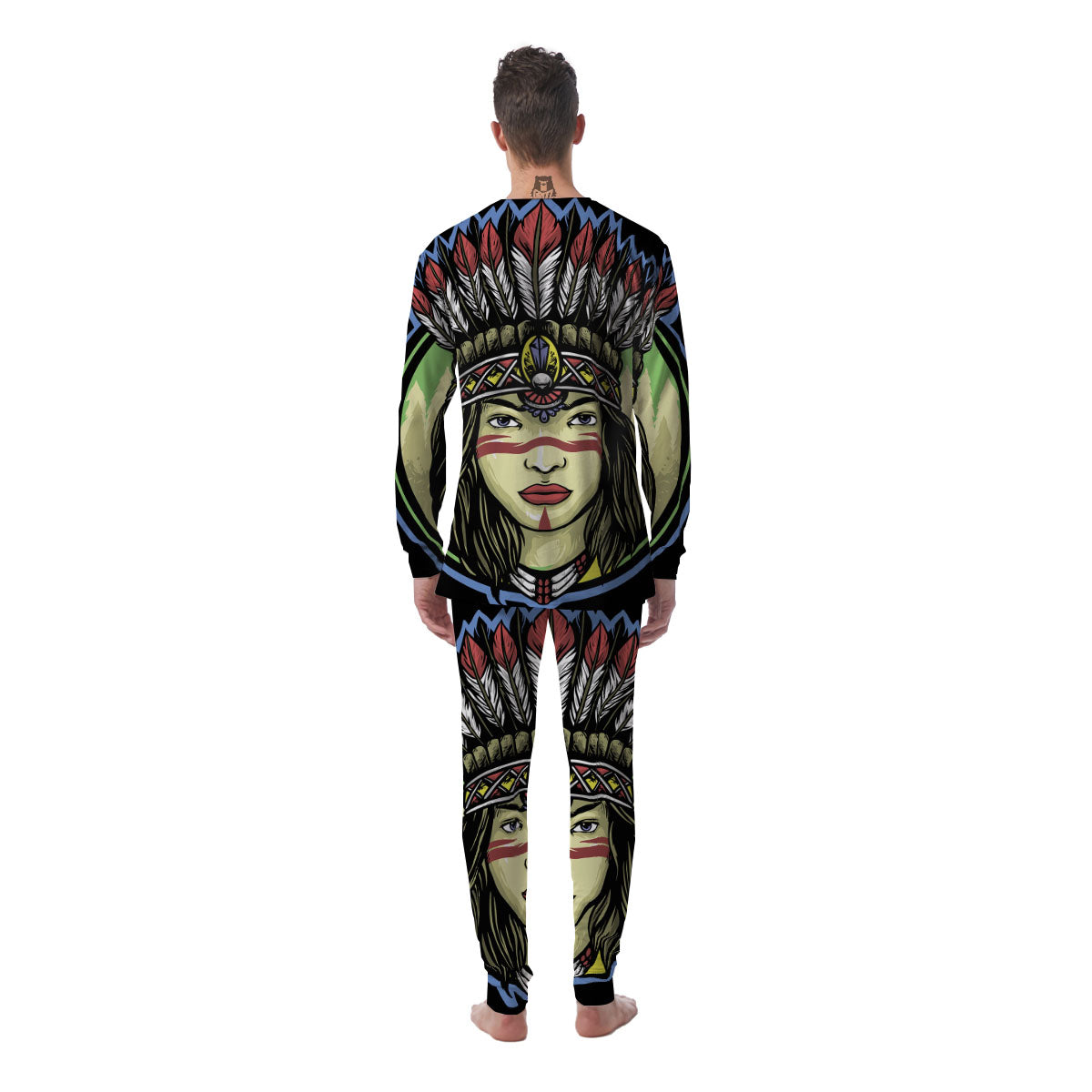 Woman Portrait Native Indian Print Men's Pajamas-grizzshop