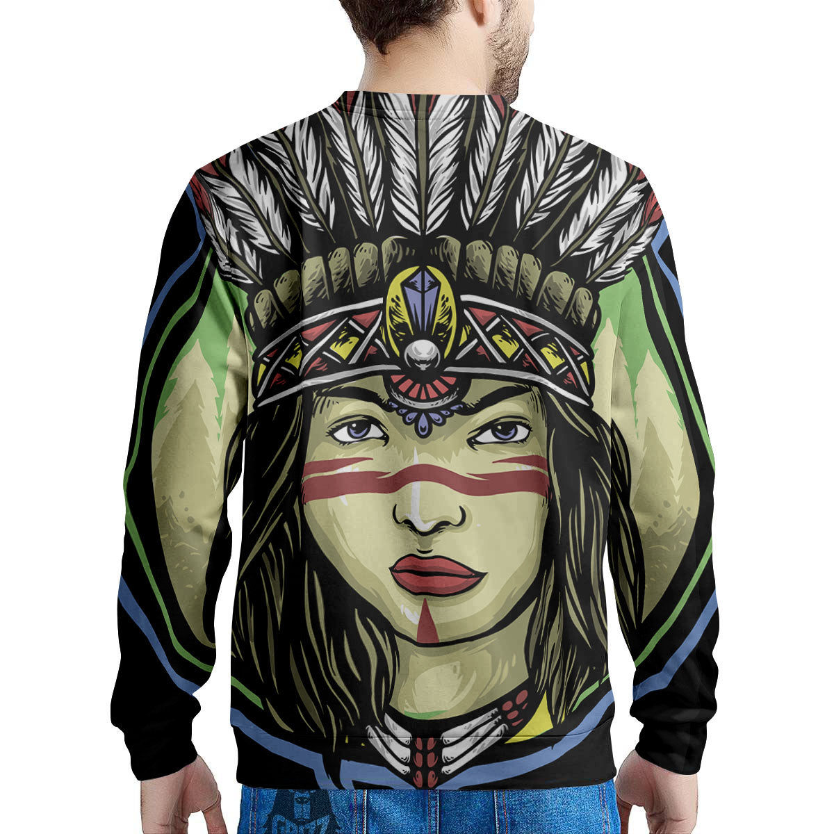 Woman Portrait Native Indian Print Men's Sweatshirt-grizzshop