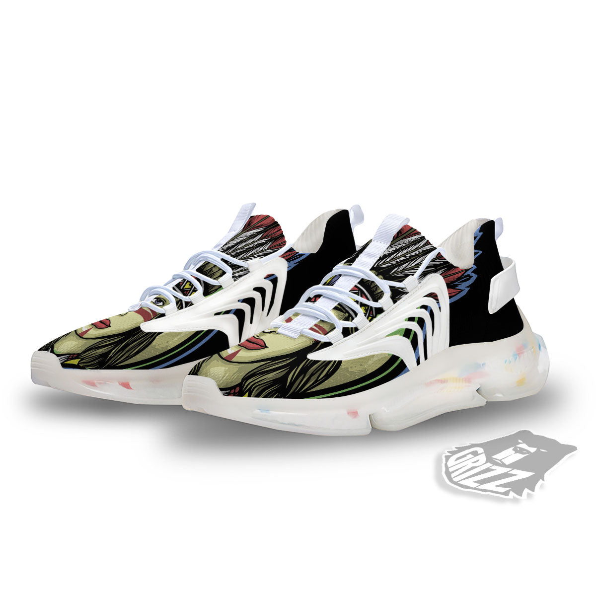 Woman Portrait Native Indian Print White Gym Shoes-grizzshop