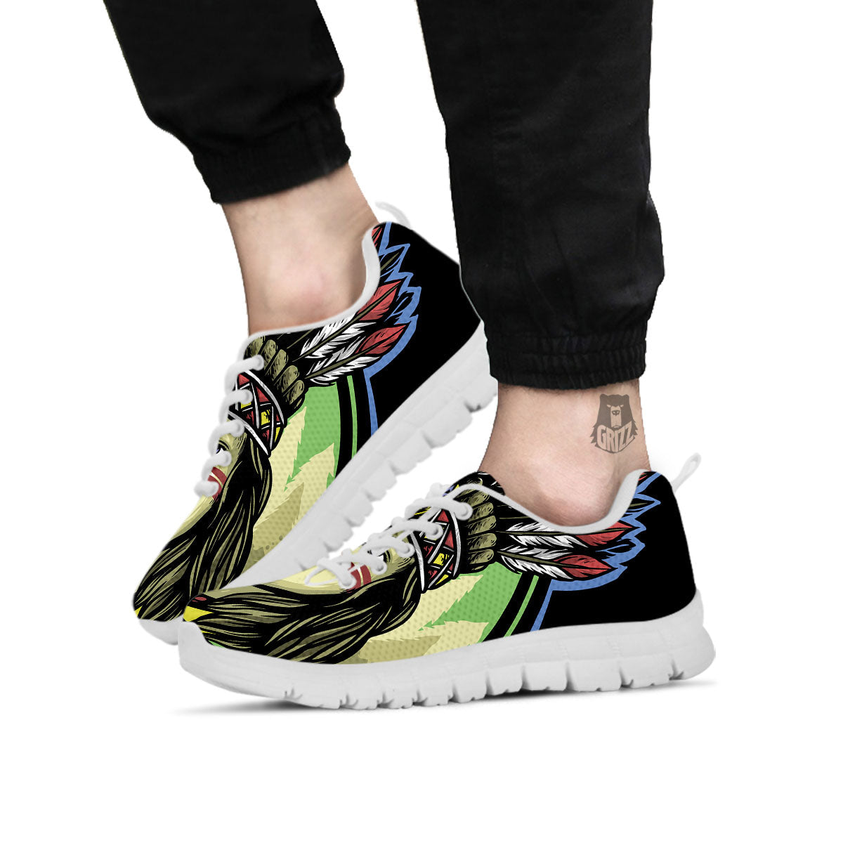 Woman Portrait Native Indian Print White Sneaker-grizzshop