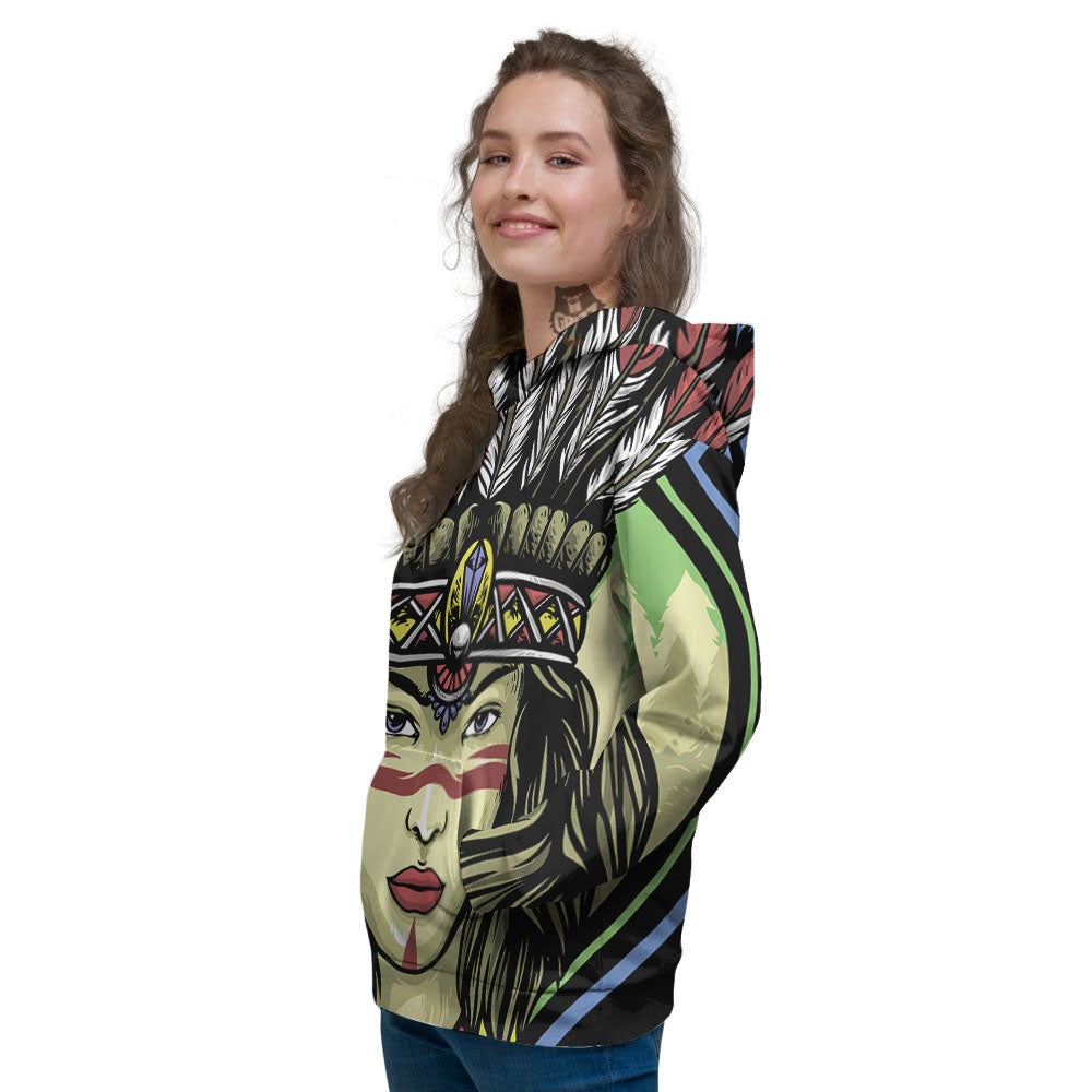 Woman Portrait Native Indian Print Women's Hoodie-grizzshop