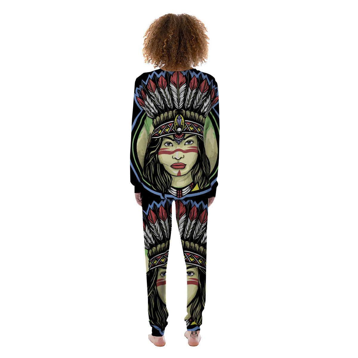 Woman Portrait Native Indian Print Women's Pajamas-grizzshop
