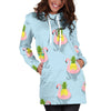 Load image into Gallery viewer, Women Blue Flamingo Pineapple Hoodie Dress Print-grizzshop