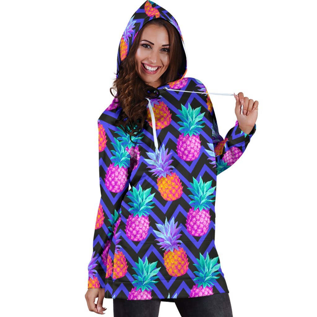Women Edm Purple Pineapple Hoodie Dress Print-grizzshop