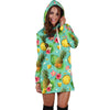 Women Green Hibiscus Pineapple Hawaiian Hoodie Dress Print-grizzshop