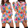 Women Pink Hibiscus Pineapple Hawaiian Hoodie Dress Print-grizzshop