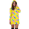 Load image into Gallery viewer, Women Purple Yellow Pineapple Hoodie Dress Print-grizzshop