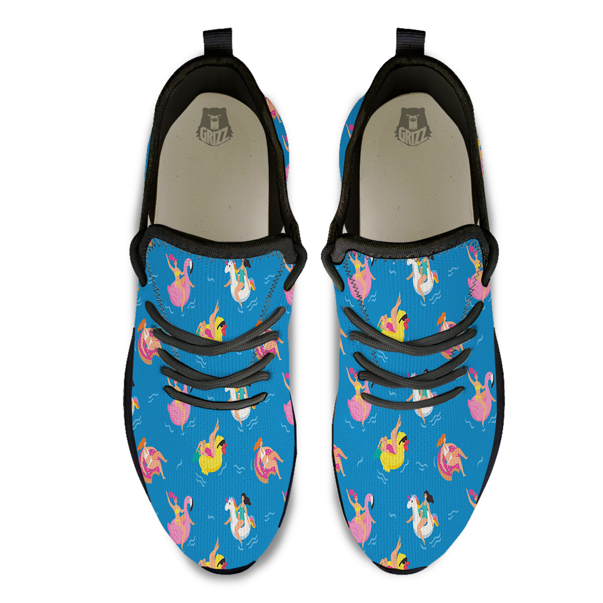 Women Swimming In The Sea Print Pattern Black Athletic Shoes-grizzshop