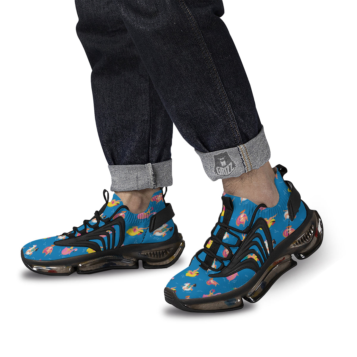 Women Swimming In The Sea Print Pattern Black Gym Shoes-grizzshop