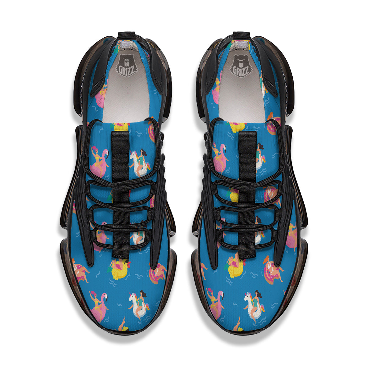 Women Swimming In The Sea Print Pattern Black Gym Shoes-grizzshop