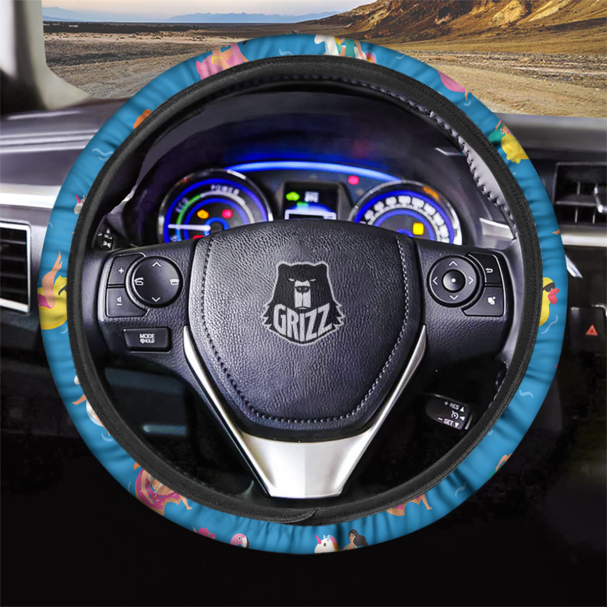 Women Swimming In The Sea Print Pattern Car Steering Wheel Cover-grizzshop