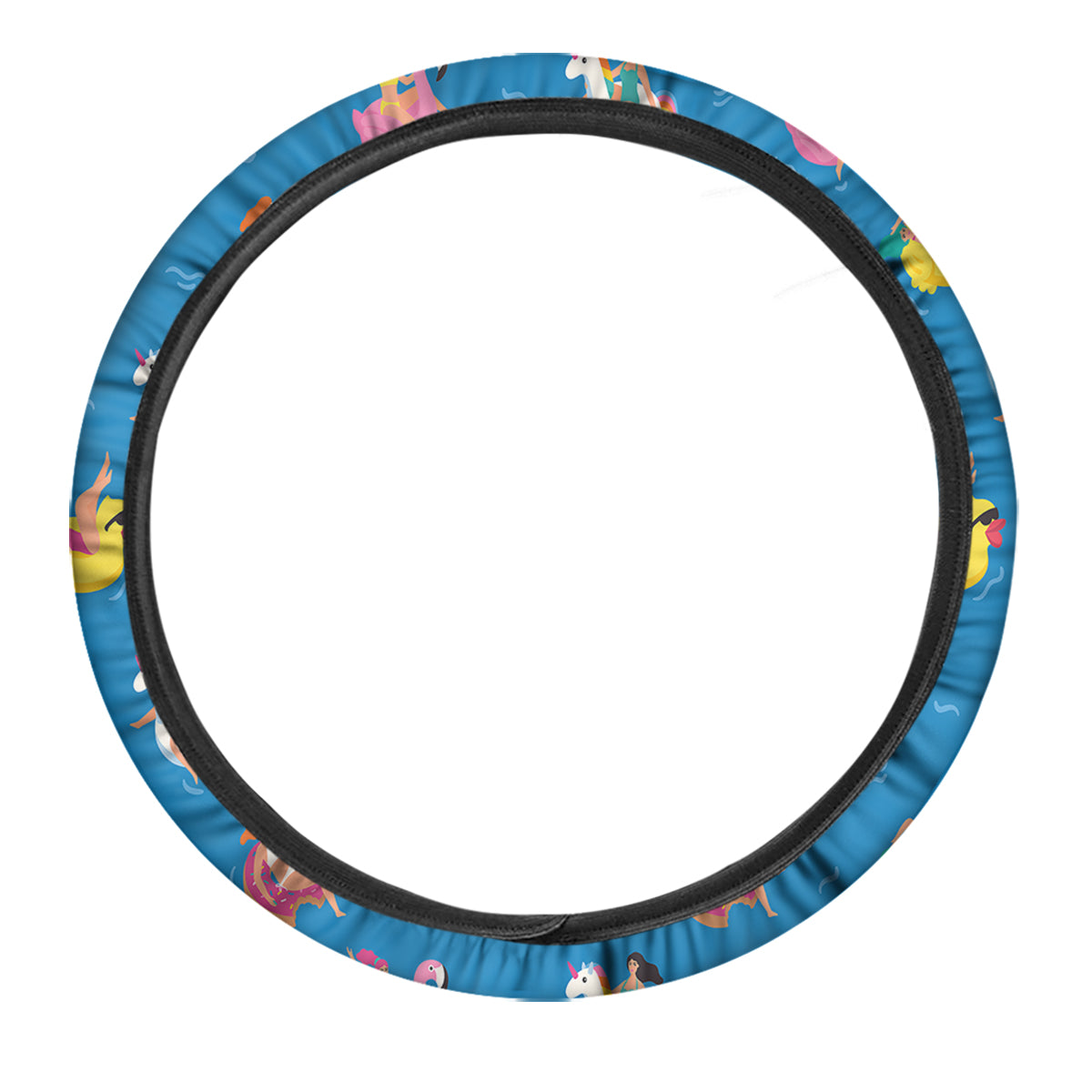 Women Swimming In The Sea Print Pattern Car Steering Wheel Cover-grizzshop