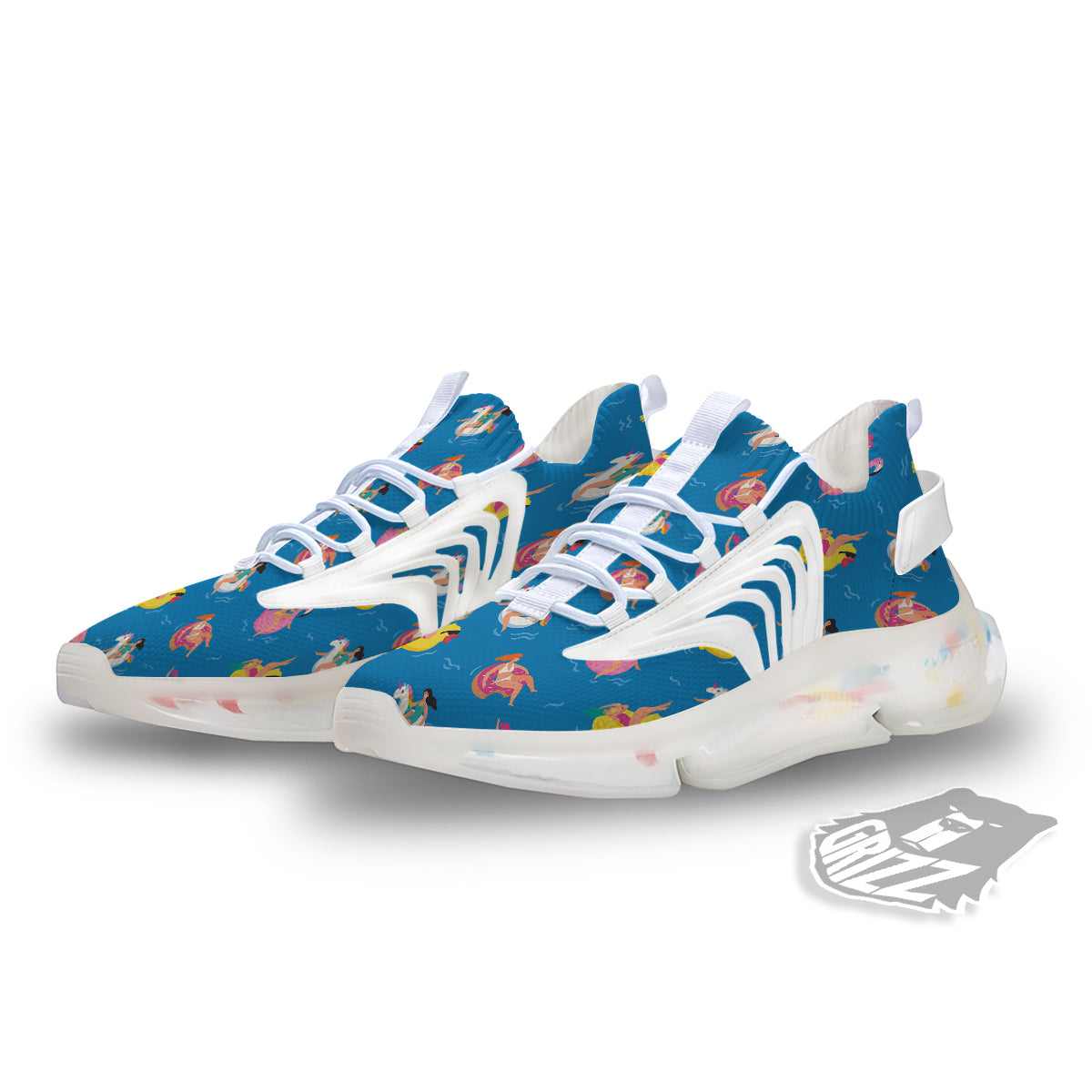 Women Swimming In The Sea Print Pattern White Gym Shoes-grizzshop