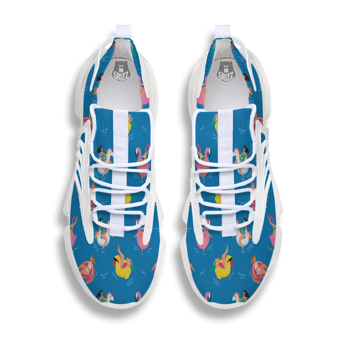Women Swimming In The Sea Print Pattern White Gym Shoes-grizzshop