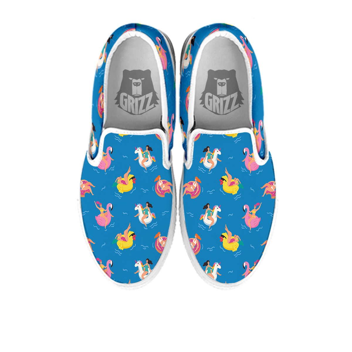 Women Swimming In The Sea Print Pattern White Slip On Shoes-grizzshop