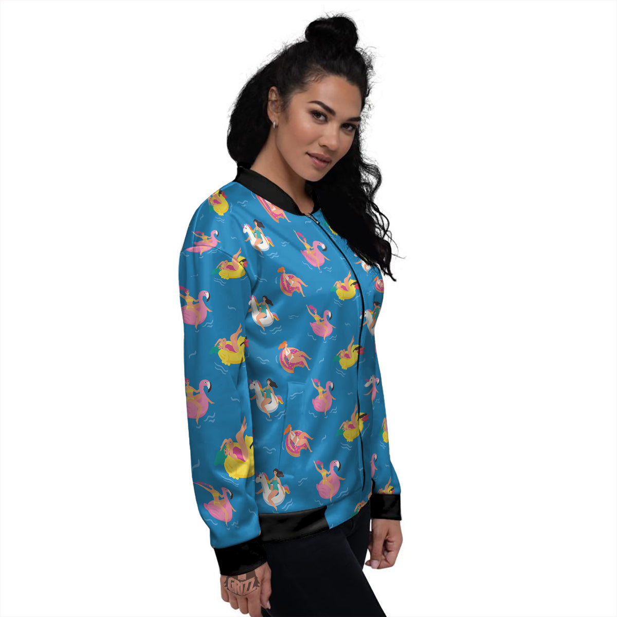 Women Swimming In The Sea Print Pattern Women's Bomber Jacket-grizzshop