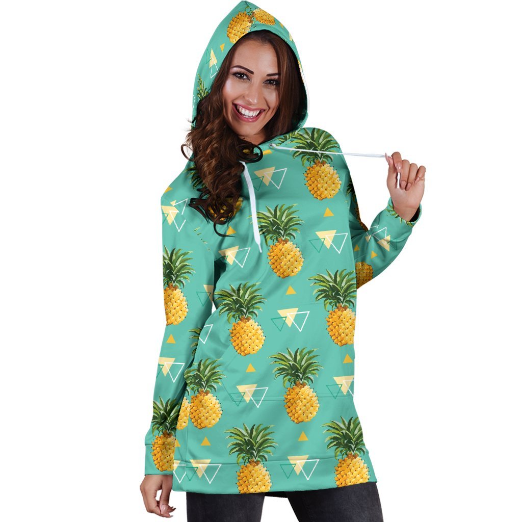 Women Triangle Pineapple Hawaiian Hoodie Dress Print-grizzshop