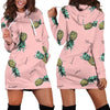 Women Vintage Pink Pineapple Hoodie Dress Print-grizzshop