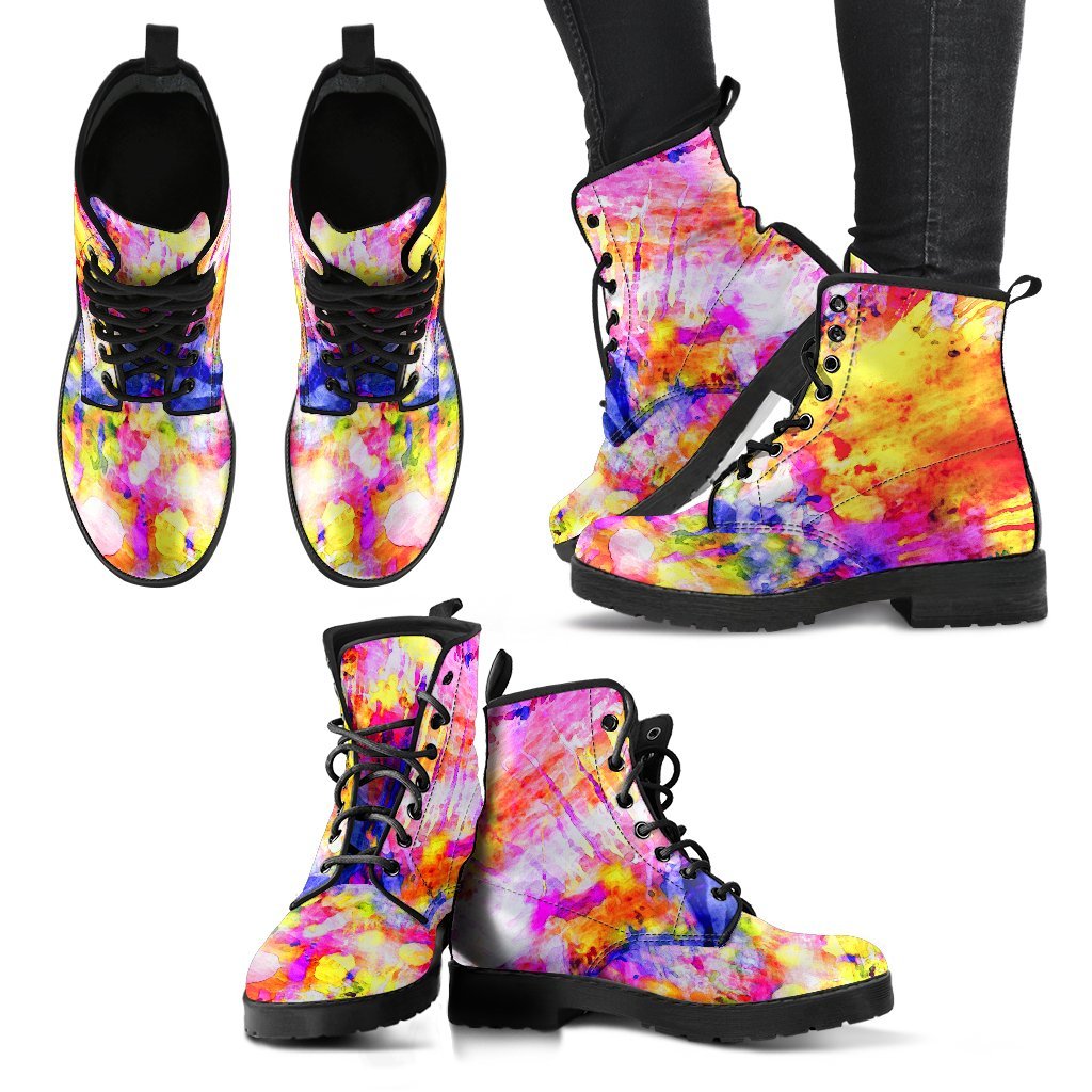 Women's Leather Boots Colorful Landscape-grizzshop