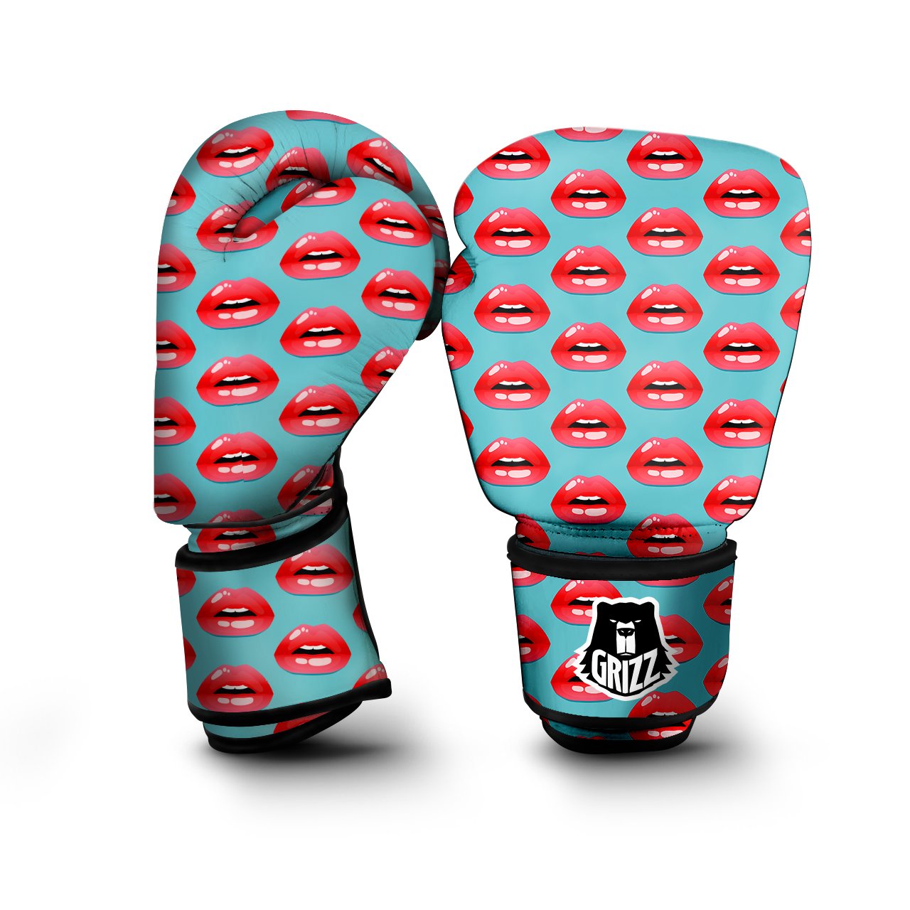 Women's Lips Print Pattern Boxing Gloves-grizzshop
