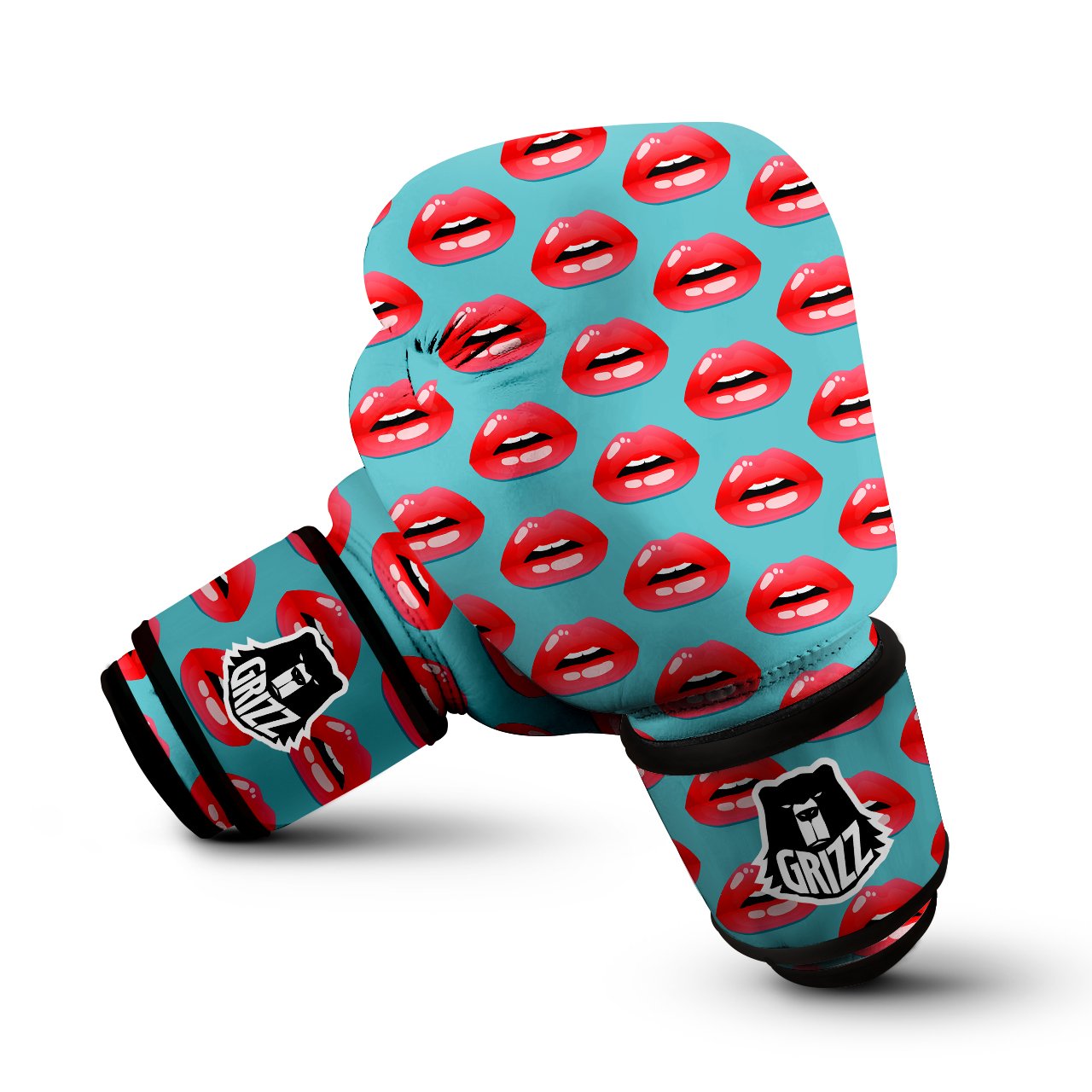 Women's Lips Print Pattern Boxing Gloves-grizzshop