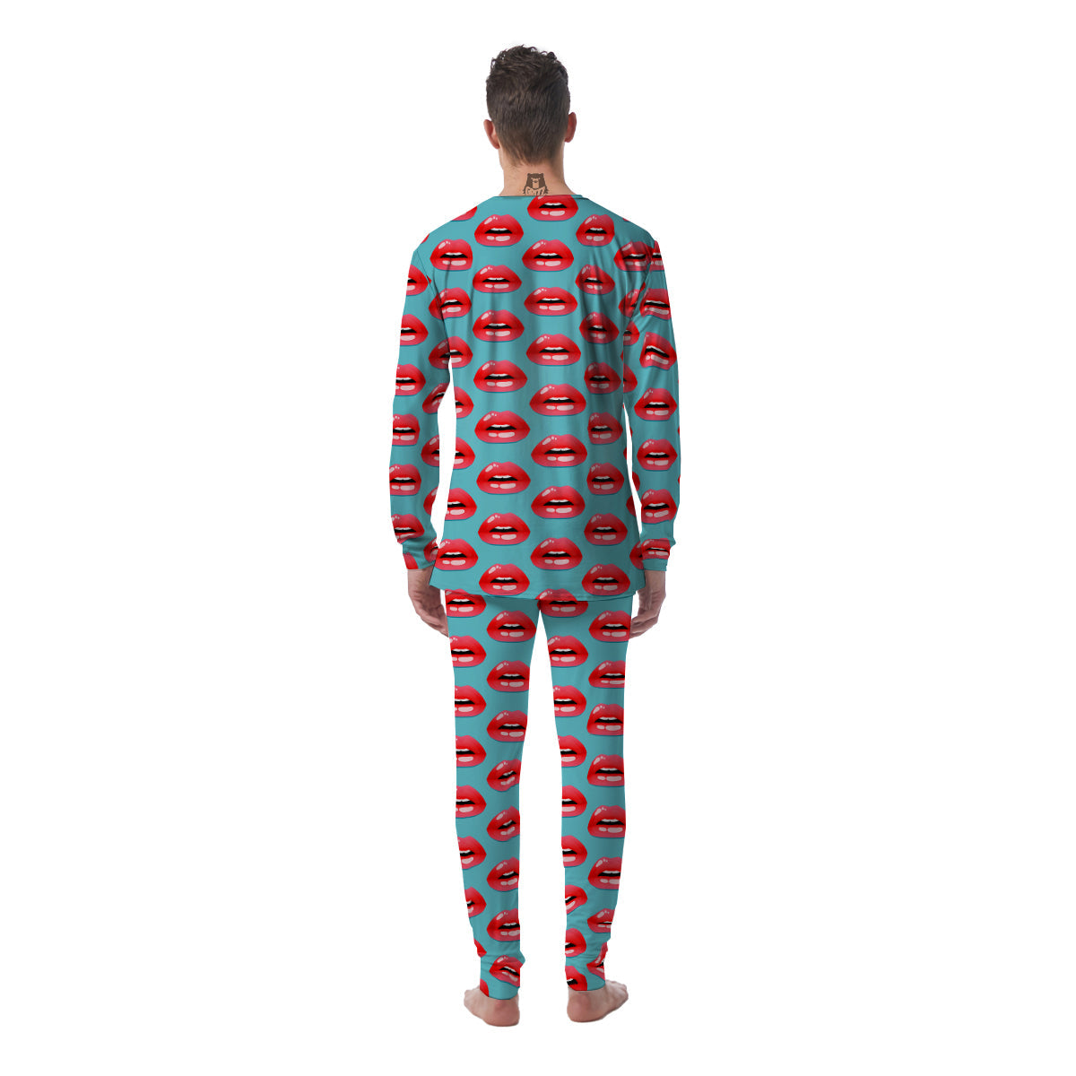 Women's Lips Print Pattern Men's Pajamas-grizzshop