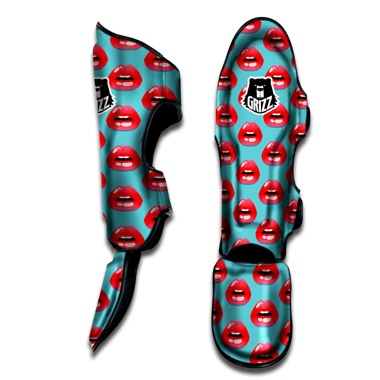 Women's Lips Print Pattern Muay Thai Shin Guards-grizzshop