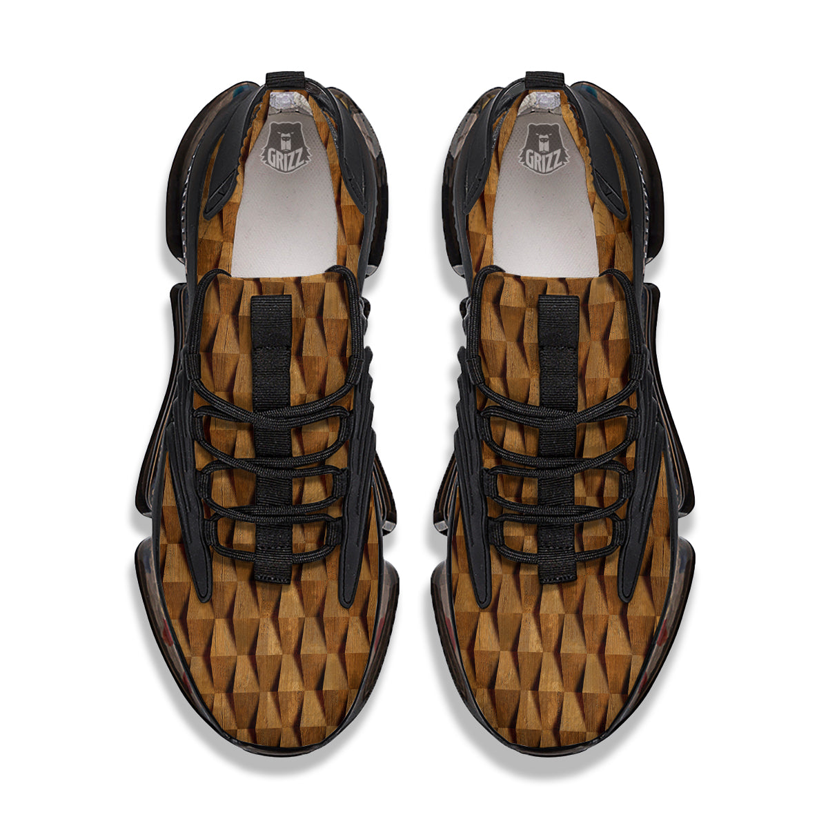 Wood Wall 3D Print Pattern Black Gym Shoes-grizzshop
