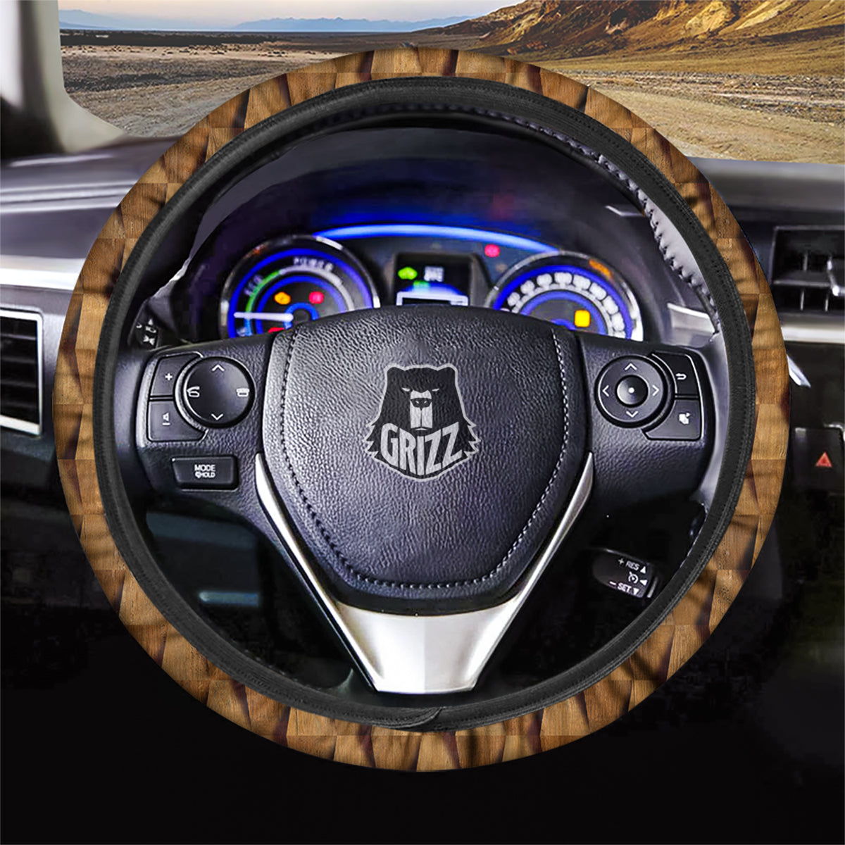 Wood Wall 3D Print Pattern Car Steering Wheel Cover-grizzshop