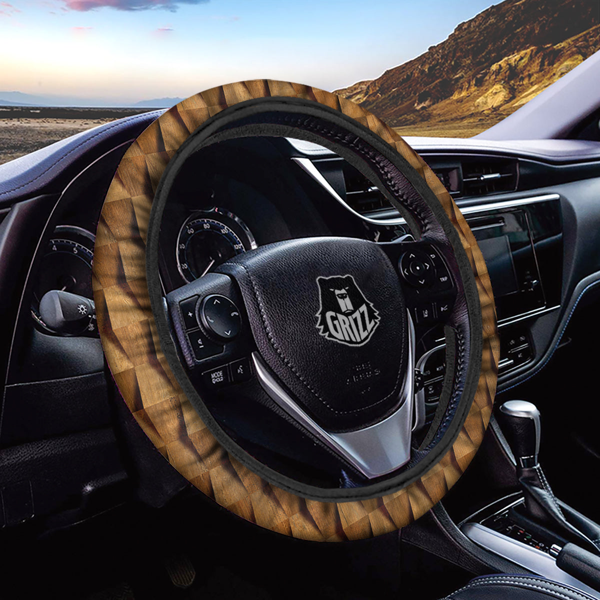 Wood Wall 3D Print Pattern Car Steering Wheel Cover-grizzshop