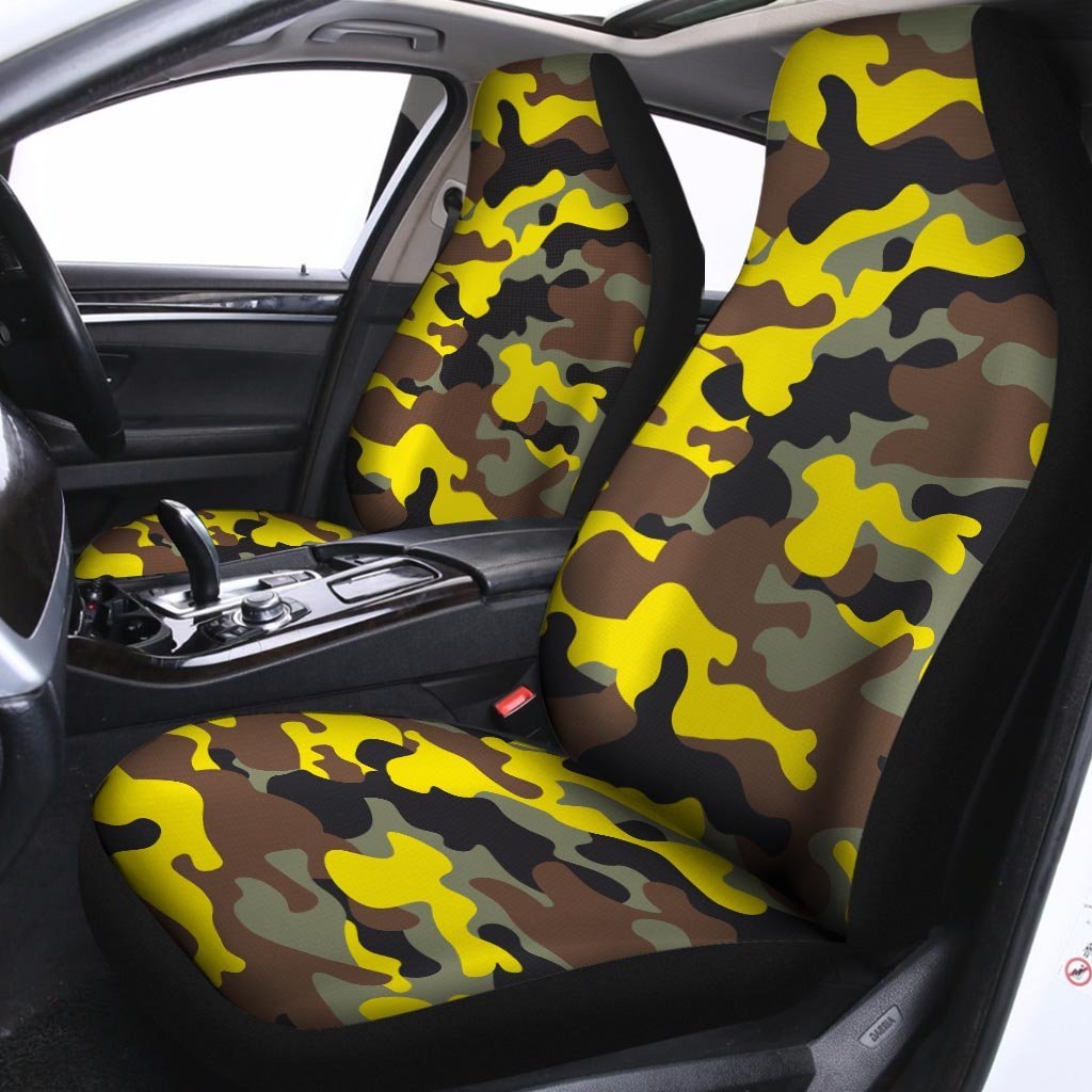 Woodland And Yellow Camo Print Car Seat Covers-grizzshop