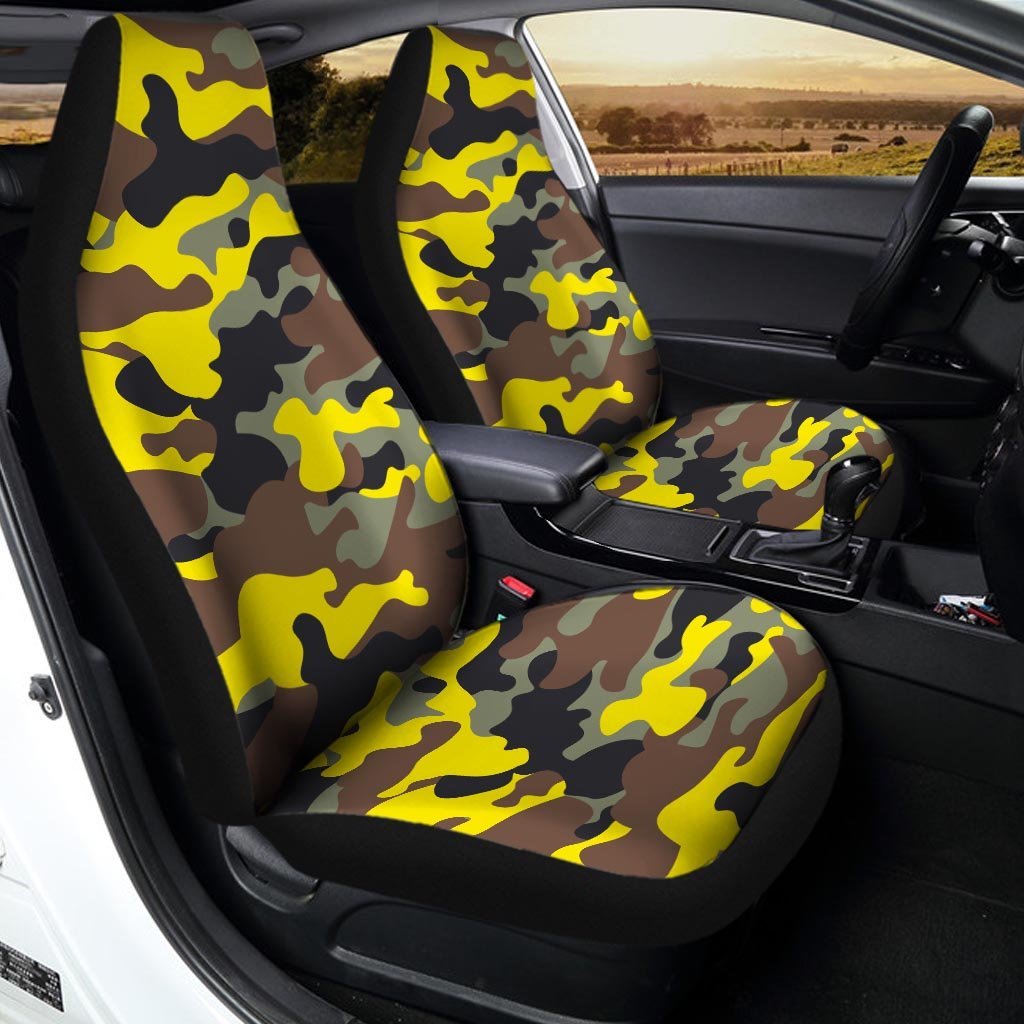 Woodland And Yellow Camo Print Car Seat Covers-grizzshop