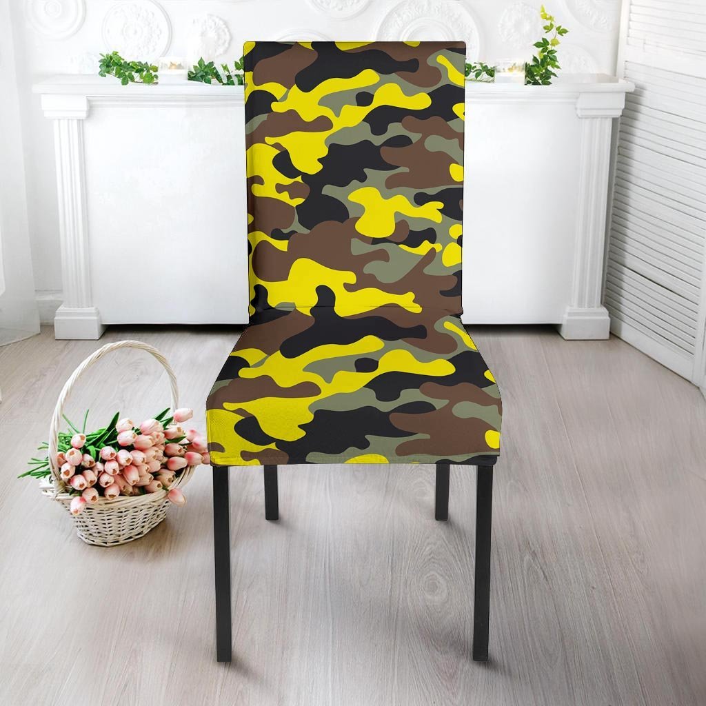 Woodland And Yellow Camo Print Chair Cover-grizzshop