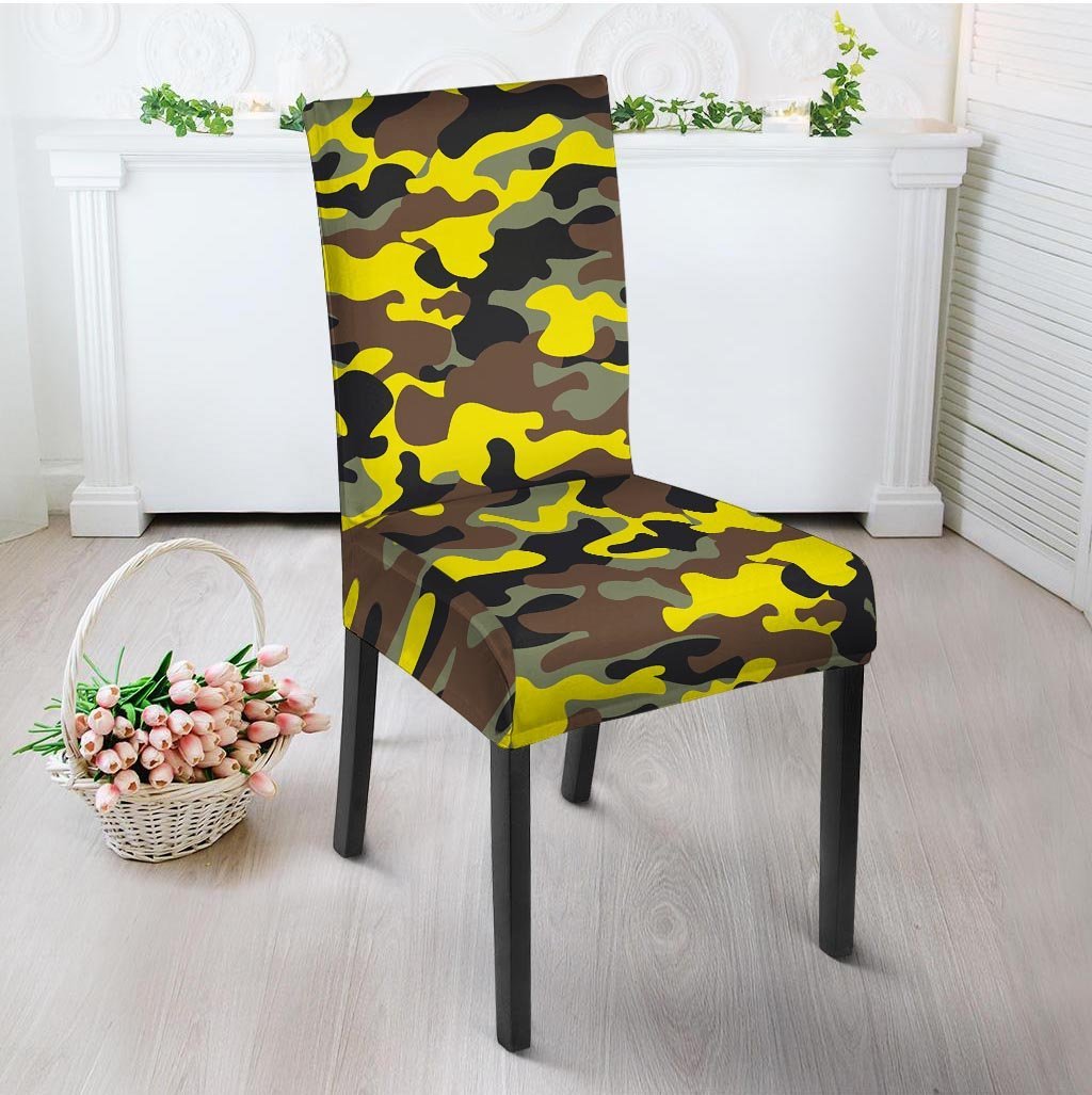 Woodland And Yellow Camo Print Chair Cover-grizzshop