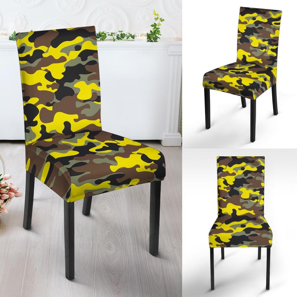 Woodland And Yellow Camo Print Chair Cover-grizzshop