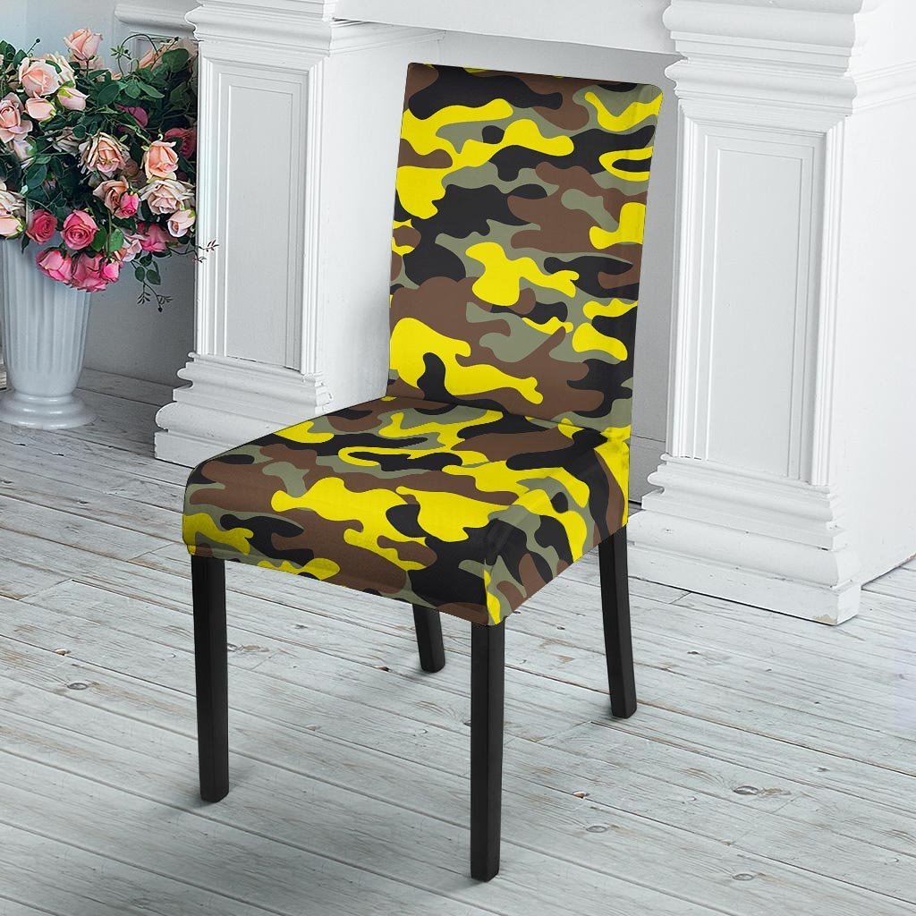 Woodland And Yellow Camo Print Chair Cover-grizzshop