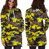 Woodland And Yellow Camo Print Hoodie Dress-grizzshop