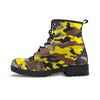 Woodland And Yellow Camo Print Men's Boots-grizzshop