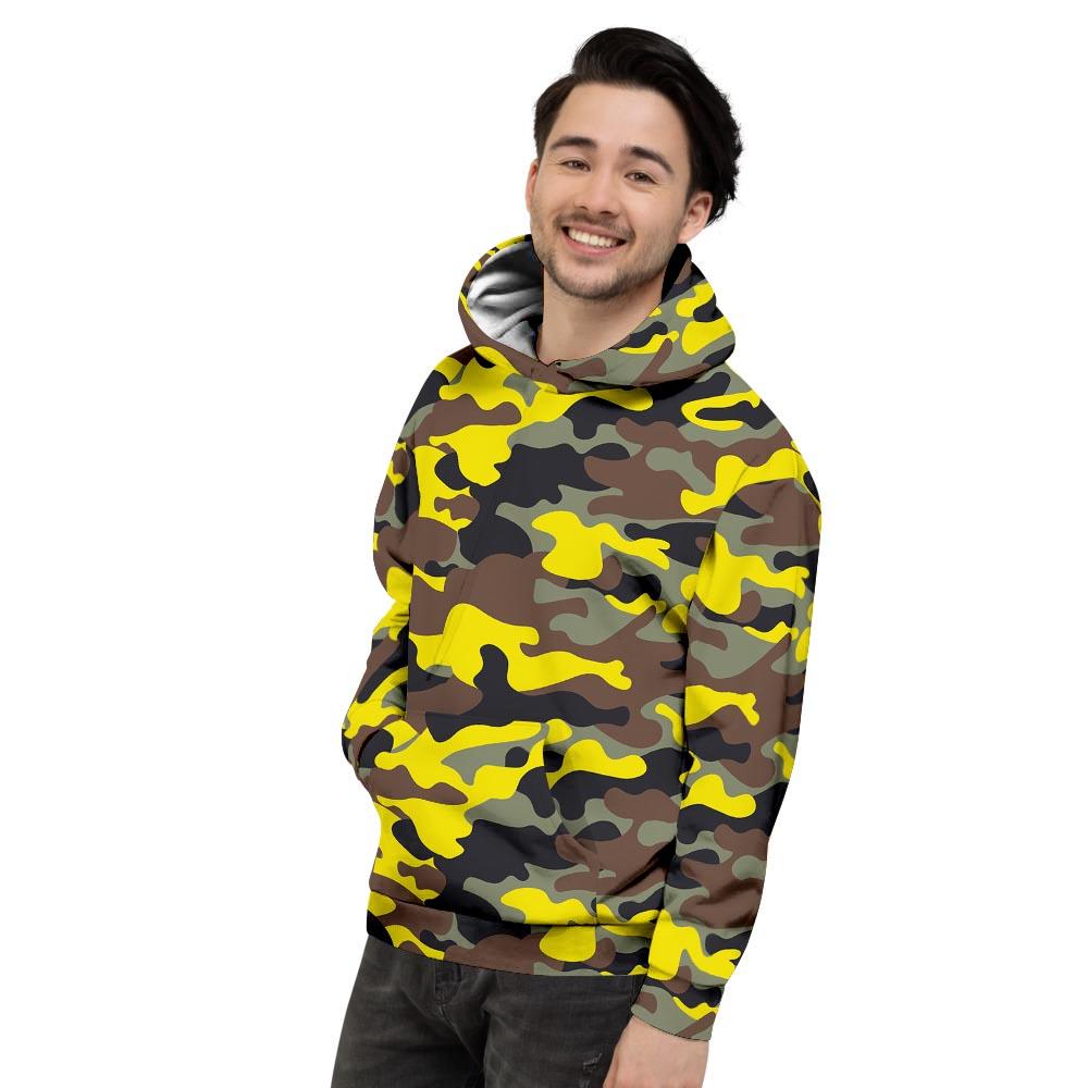 Woodland And Yellow Camo Print Men's Hoodie-grizzshop