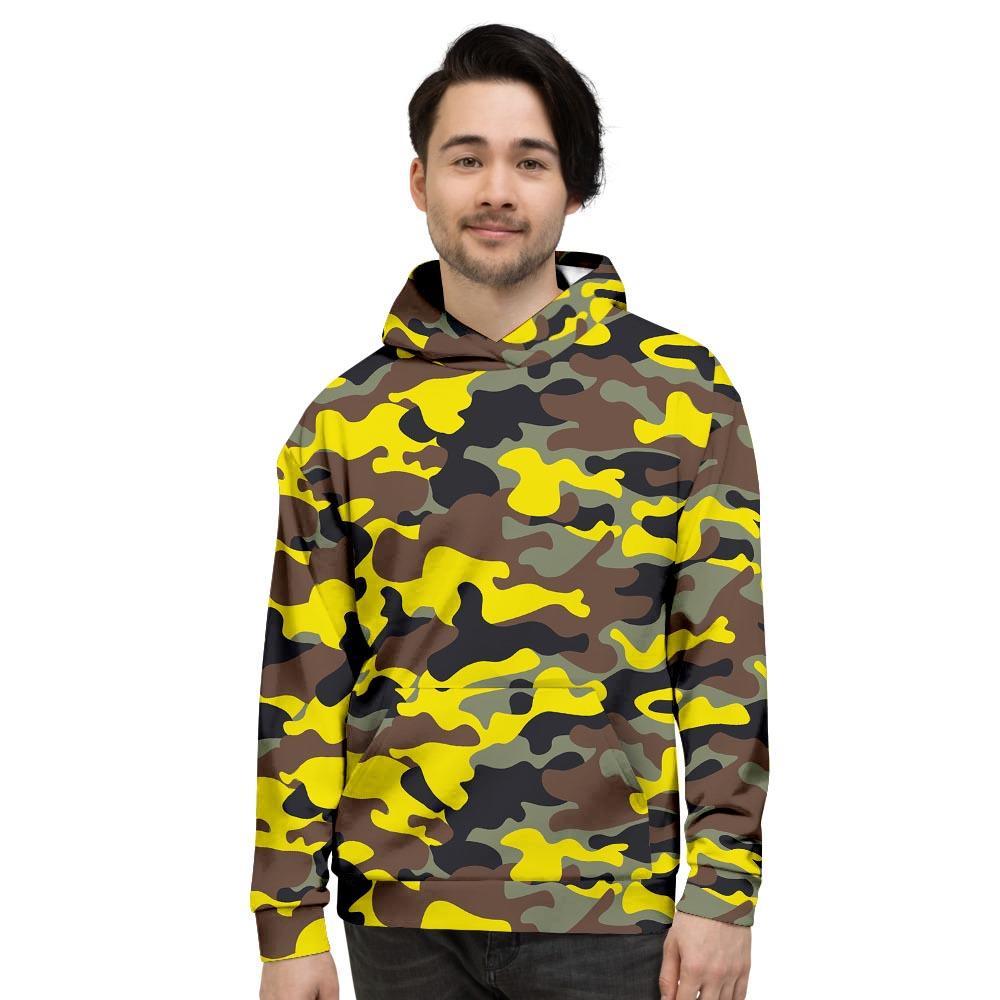 Woodland And Yellow Camo Print Men's Hoodie-grizzshop