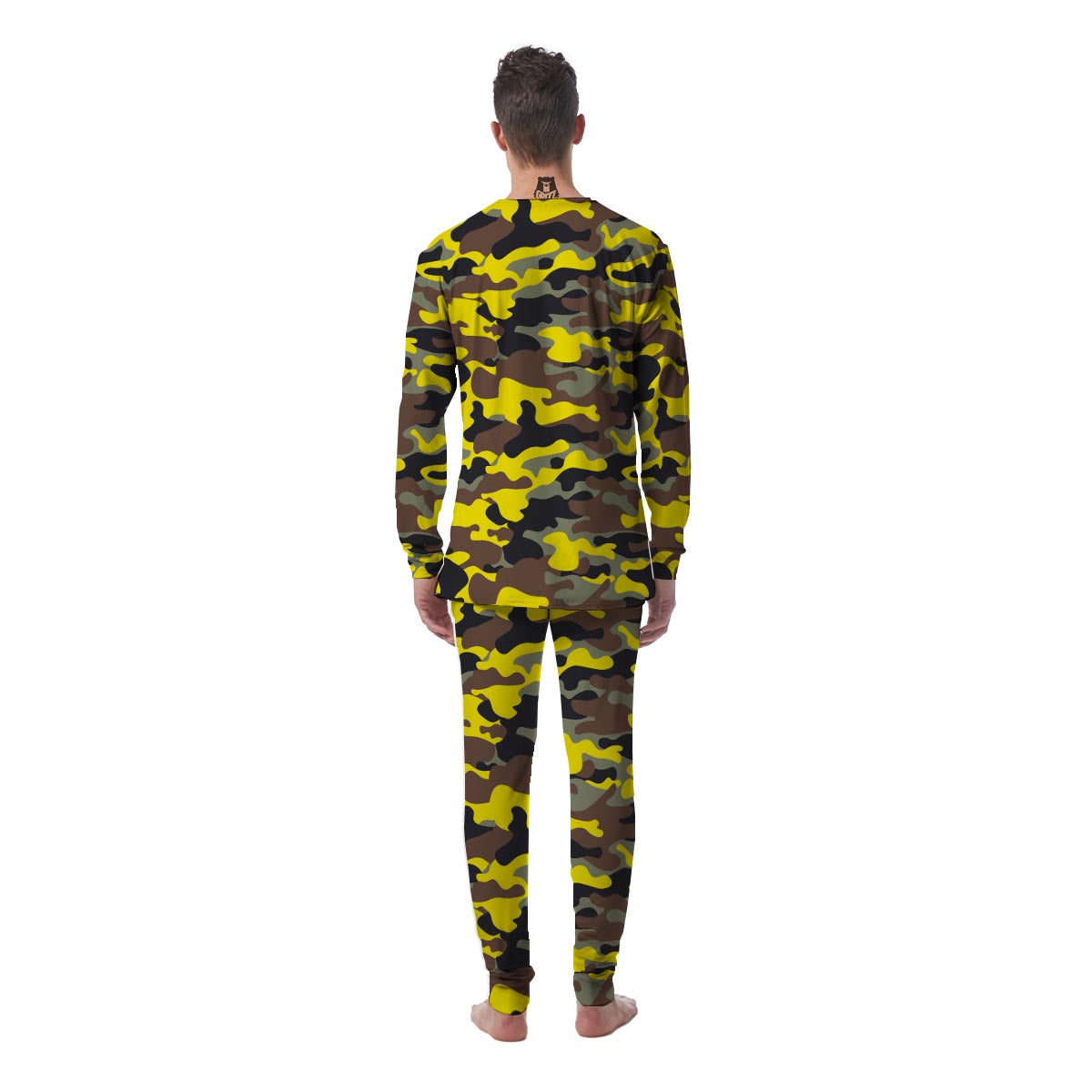 Woodland And Yellow Camo Print Men's Pajamas-grizzshop