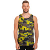 Woodland And Yellow Camo Print Men's Tank Tops-grizzshop