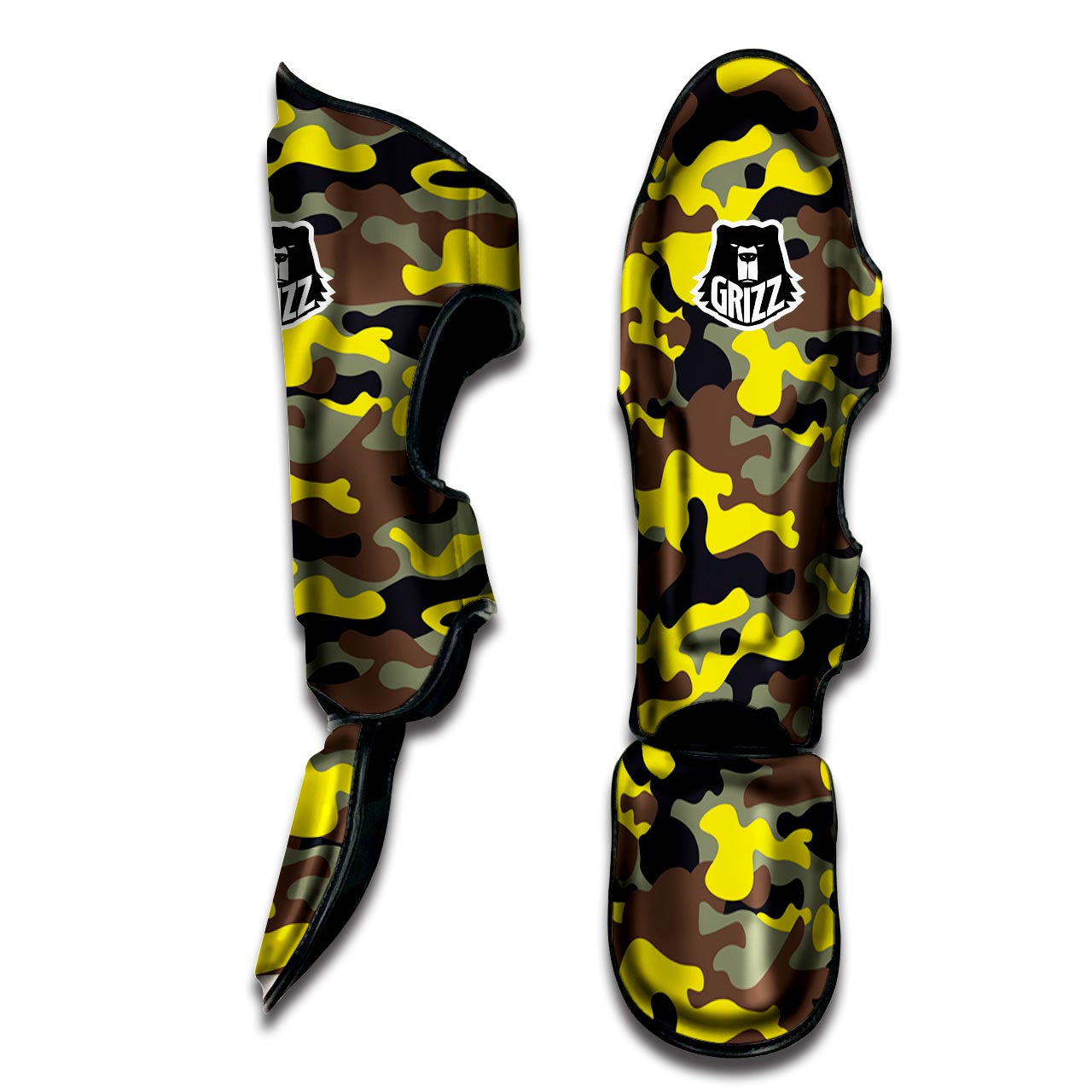 Woodland And Yellow Camo Print Muay Thai Shin Guard-grizzshop