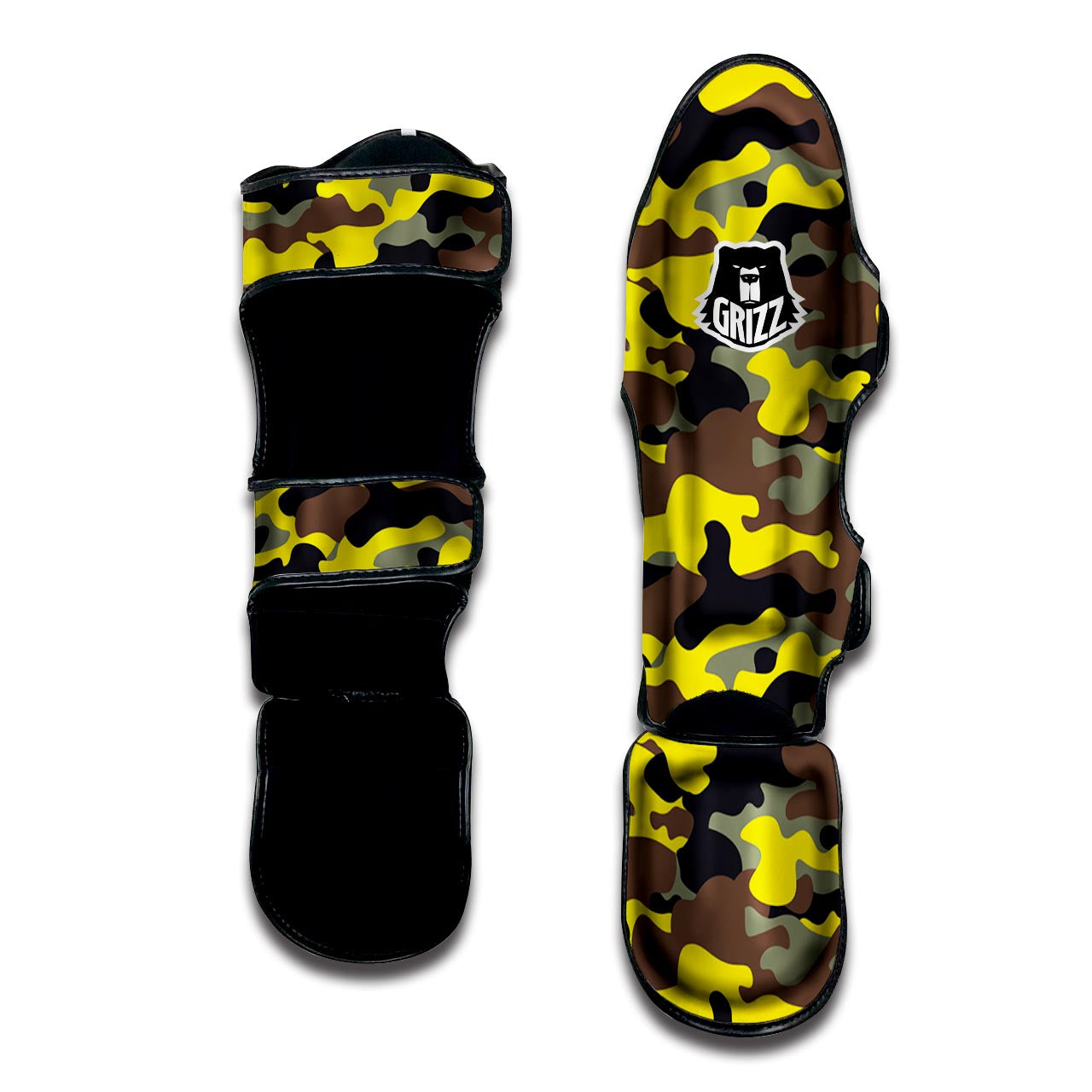 Woodland And Yellow Camo Print Muay Thai Shin Guard-grizzshop