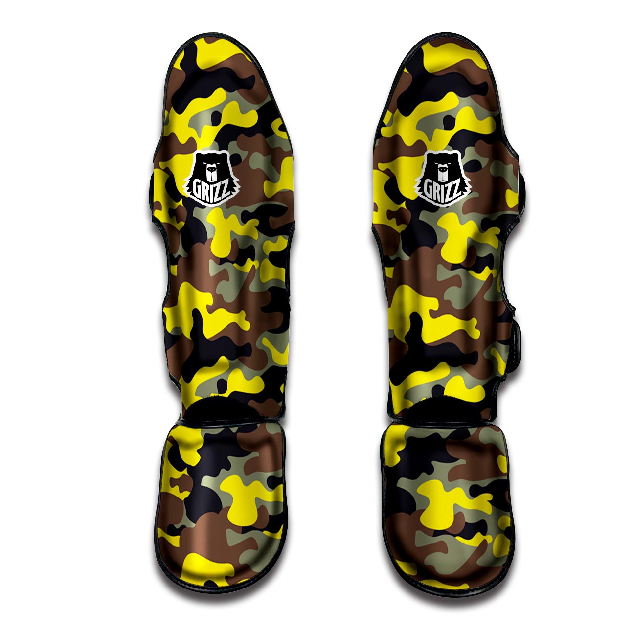 Woodland And Yellow Camo Print Muay Thai Shin Guard-grizzshop